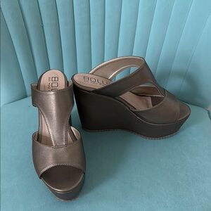 Women's Metallic Wedge Sandals